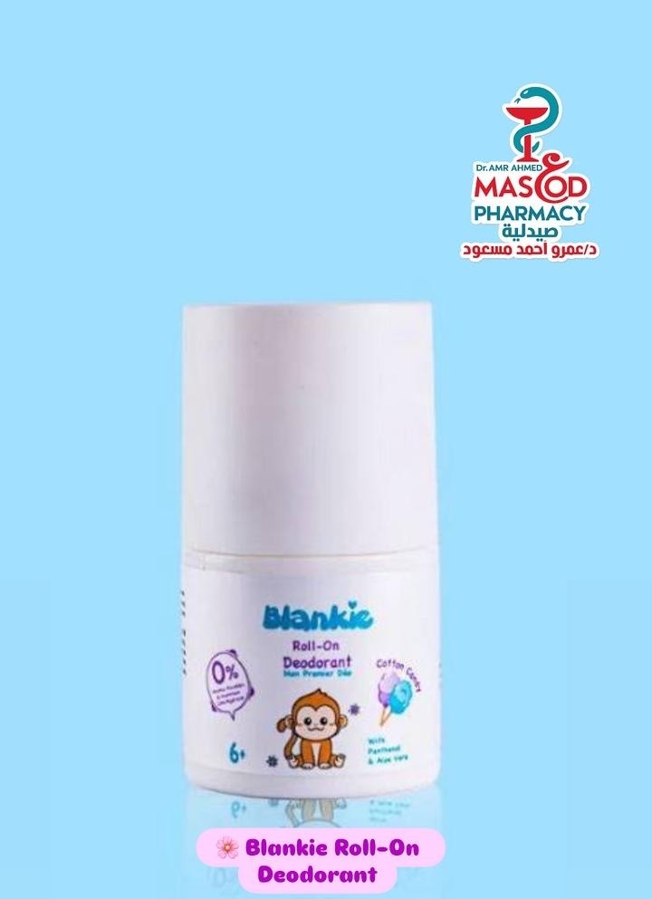Blankie Kids Roll-on Deodorant with Panthenol & Aloe Vera Cotton Candy Scent (6+ Years) - alcohol free, aluminium chlohydrate free, parabens free
