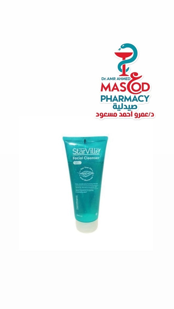 StarVille Hypoallergenic & Antibacterial Facial Gel Cleanser with Tea Tree Oil for Oily & Acne-Prone Skin - soap free